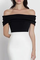 Weißes Meerjungfrau Schulterfreies Ballkleid